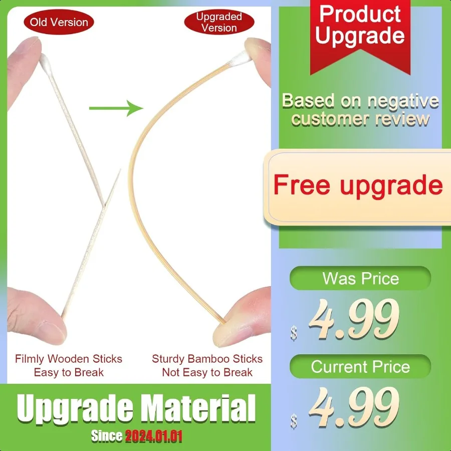 ไม้พันหูต่อแบบยาว 200 ชิ้น ด้ามไม้ สำหรับทำความสะอาด ใช้สำหรับทาเครื่องสำอางแบบน้ำมัน ปืนทาแต่งหน้า ทาตา หู อายแชโดว์