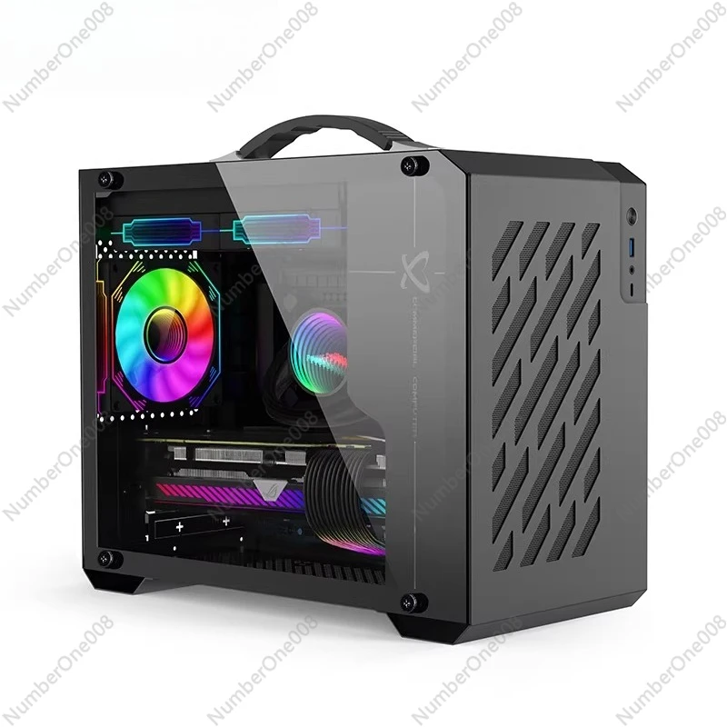 

Корпус для ПК X200 MATX, боковая панель из закаленного стекла с портом Type-C, поддержка водяного охлаждения 240 мм, портативная ручка для переноски