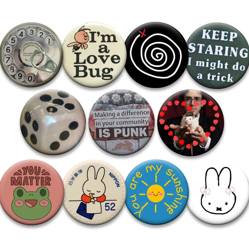 Tiere Mäuse Katzen Exquisite Broschen Augapfel, Retro Kaninchen Stempel Abzeichen Runde Kreative Lächelndes Gesicht Anstecknadeln Geschenke für Freunde