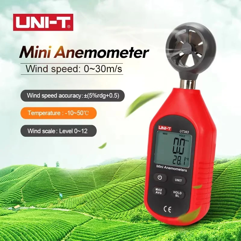 UNI-T UT363 UT363BT Мини-ручной анемометр с Bluetooth цифровой измеритель скорости ветра и температуры ЖК-дисплей