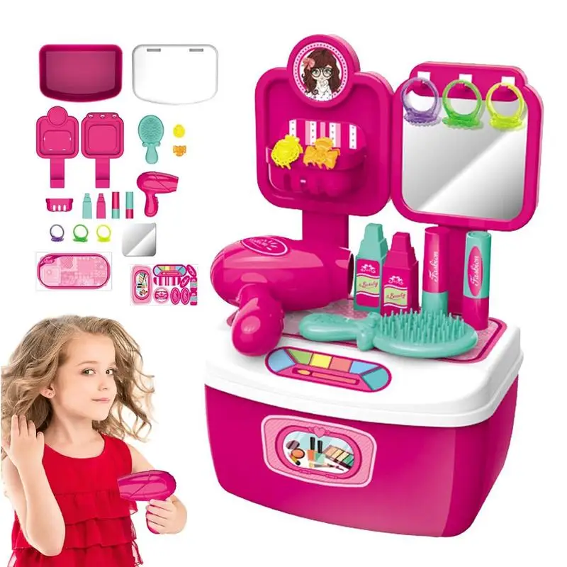 Pretend Play Kids Makeup Toys Kid Friendly and Safe Hair Salon Toys Hairdressing Simulation Set for Girls Birthday gifts