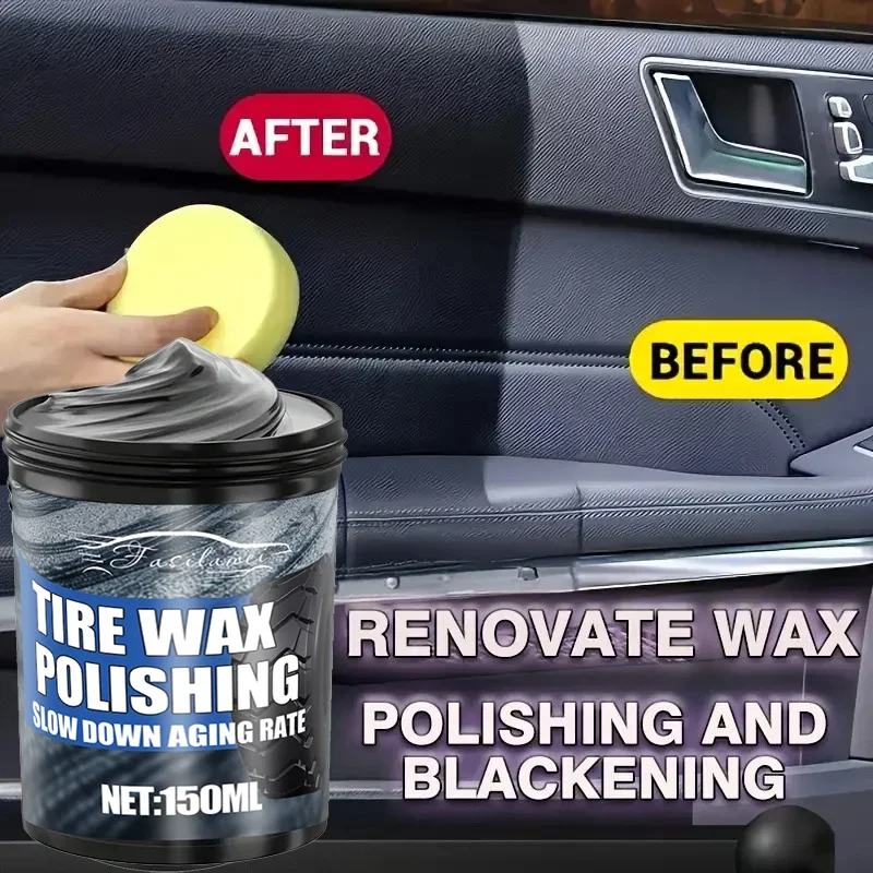 NEW150g compuesto de reparación de plástico para coche, cera para salpicadero, esmalte de brillo negro para neumáticos, crema para el cuidado del asiento del sofá, eliminador de arañazos, adecuado para