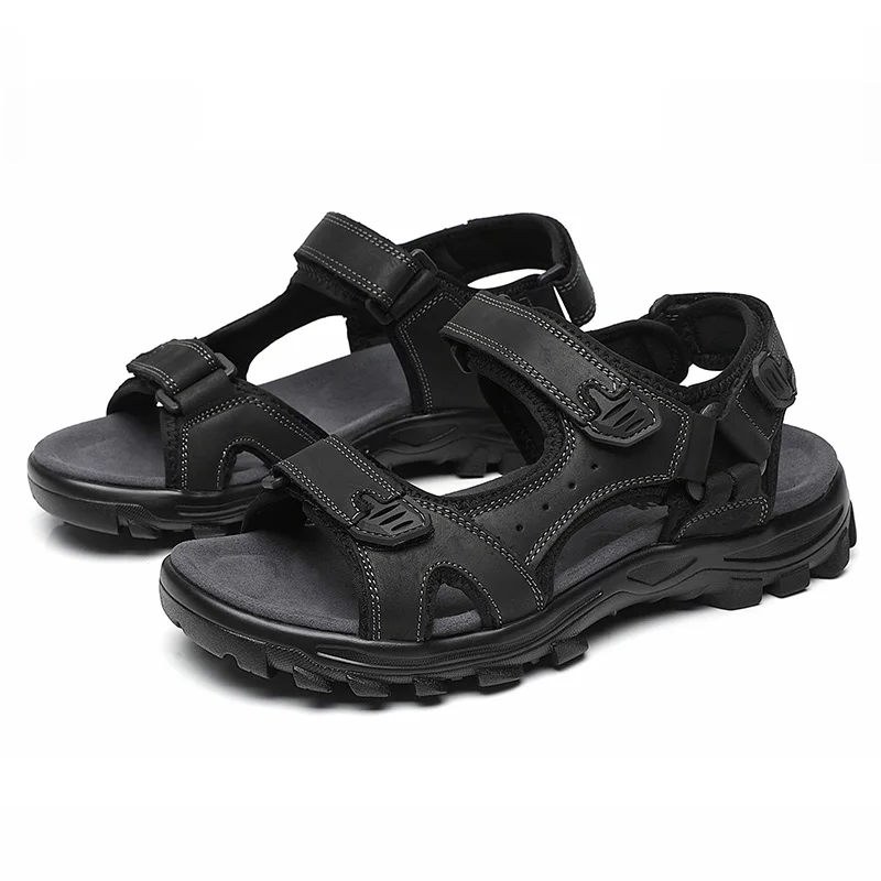 Herren-Sportsandalen aus Rindsleder, offene Zehenpartie, rutschfeste Outdoor-Sandalen, lässige Herrenschuhe, modische Outdoor-Strandschuhe, leicht und bequem, können von Männern und Frauen getragen werden, geeignet für Outdoor-Wanderungen, Reisen, usw. – Detail 9