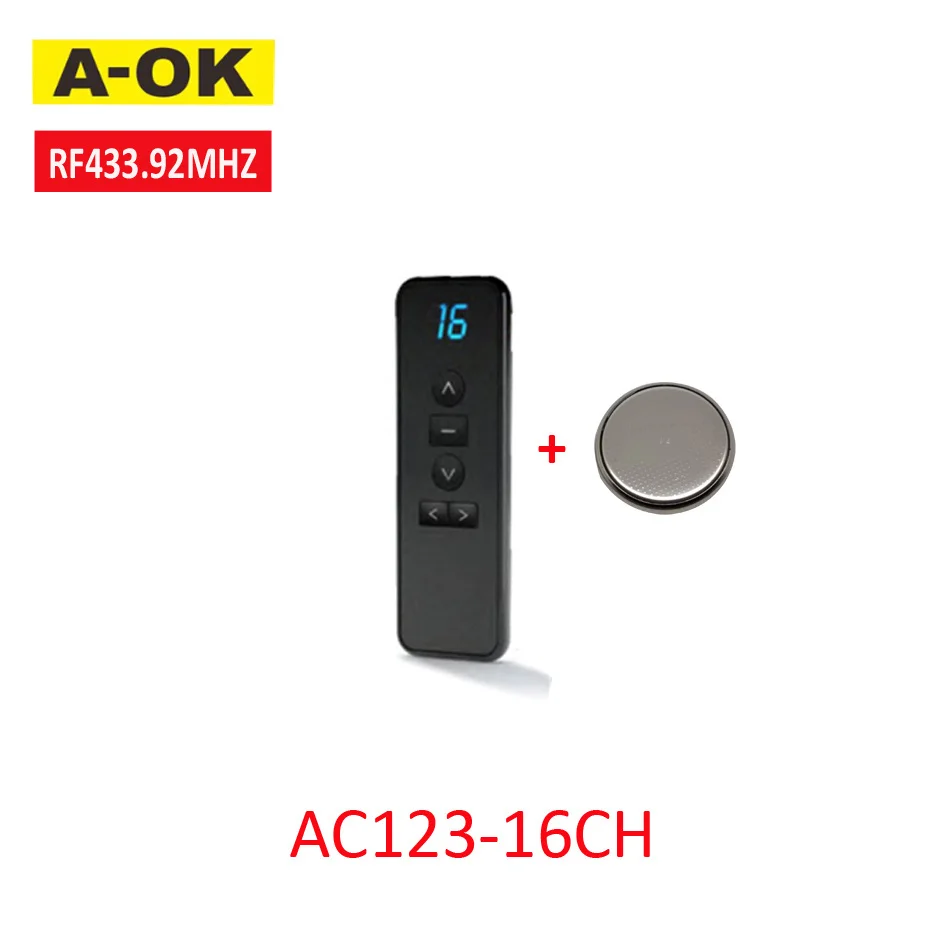 

A-OK RF433 wireless Remote emitter AC123-16 Channel for A-OK RF433 Curtain Motor,RF433 Tubular Motor,control 16pcs motors