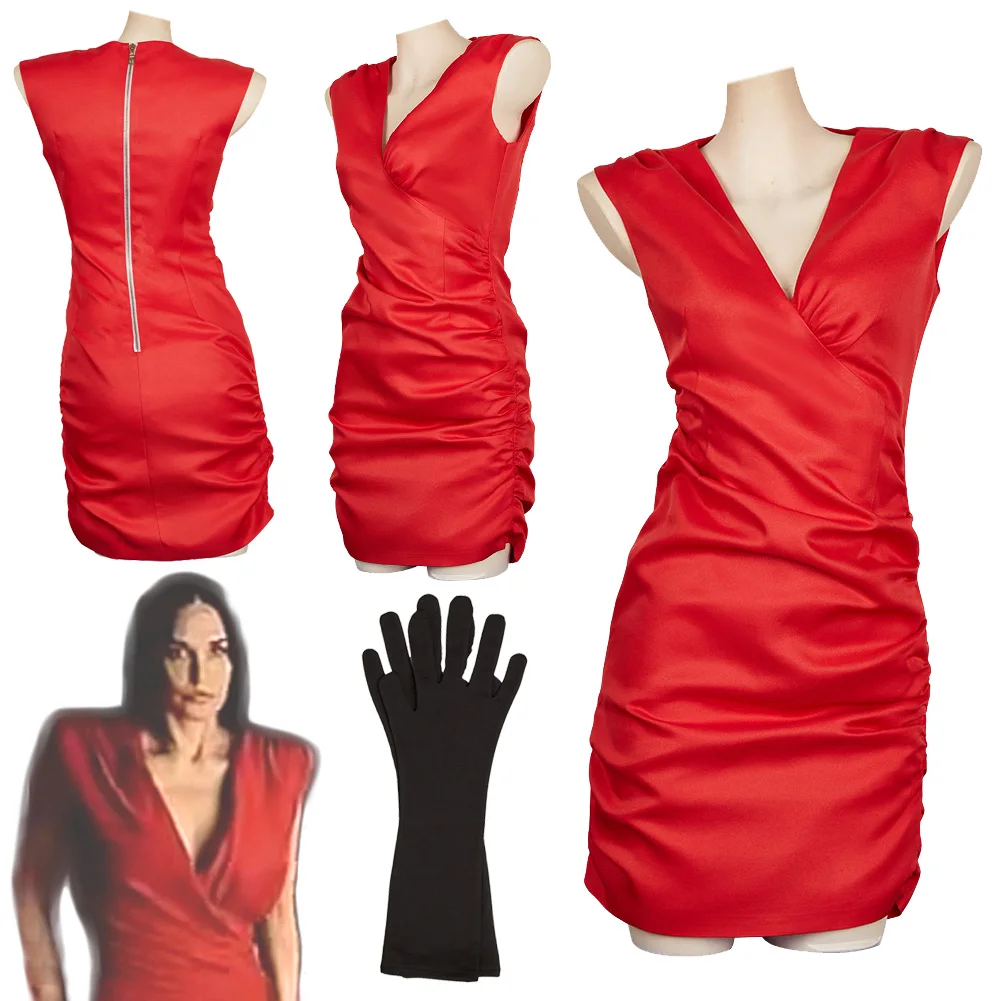 Elisabeth-Disfraz de Elizabeth para mujer, disfraz de película de terror, sustancia, vestido rojo, guantes, trajes para adultos, Halloween, carnaval, fiesta