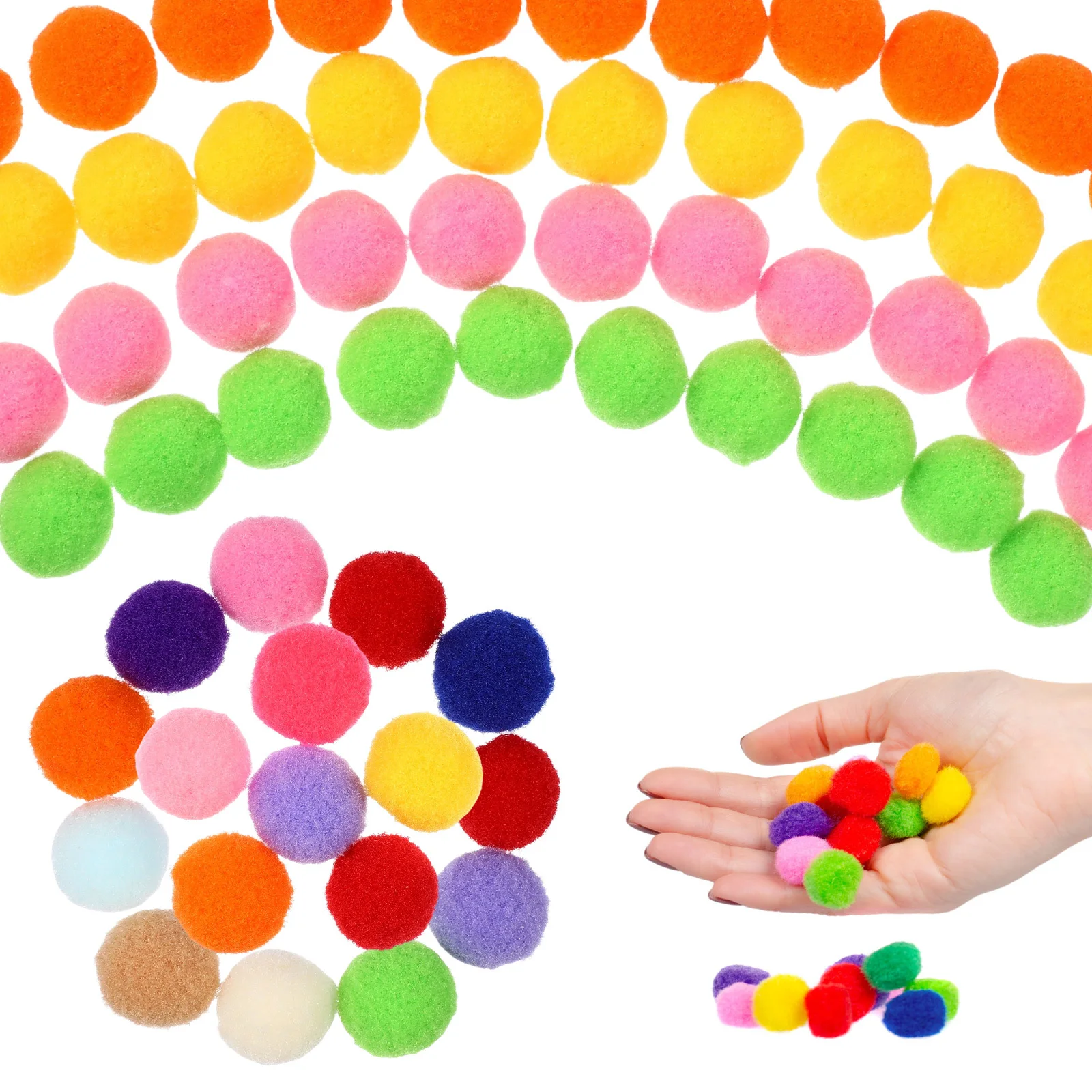 1000 pcs For Crafts Colorful Assorted Pompoms Balls Kids Diy Accessories Craft Projects Decorations Supplies Pom Poms