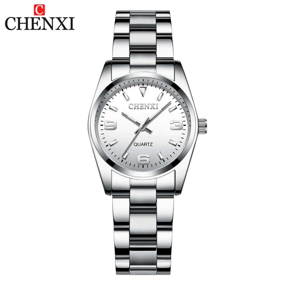 CHENXI Fashion Watches for Women High Quality Quartz Watch Elegant Dress Ladies Stainless Steel Wristwatches White Dial