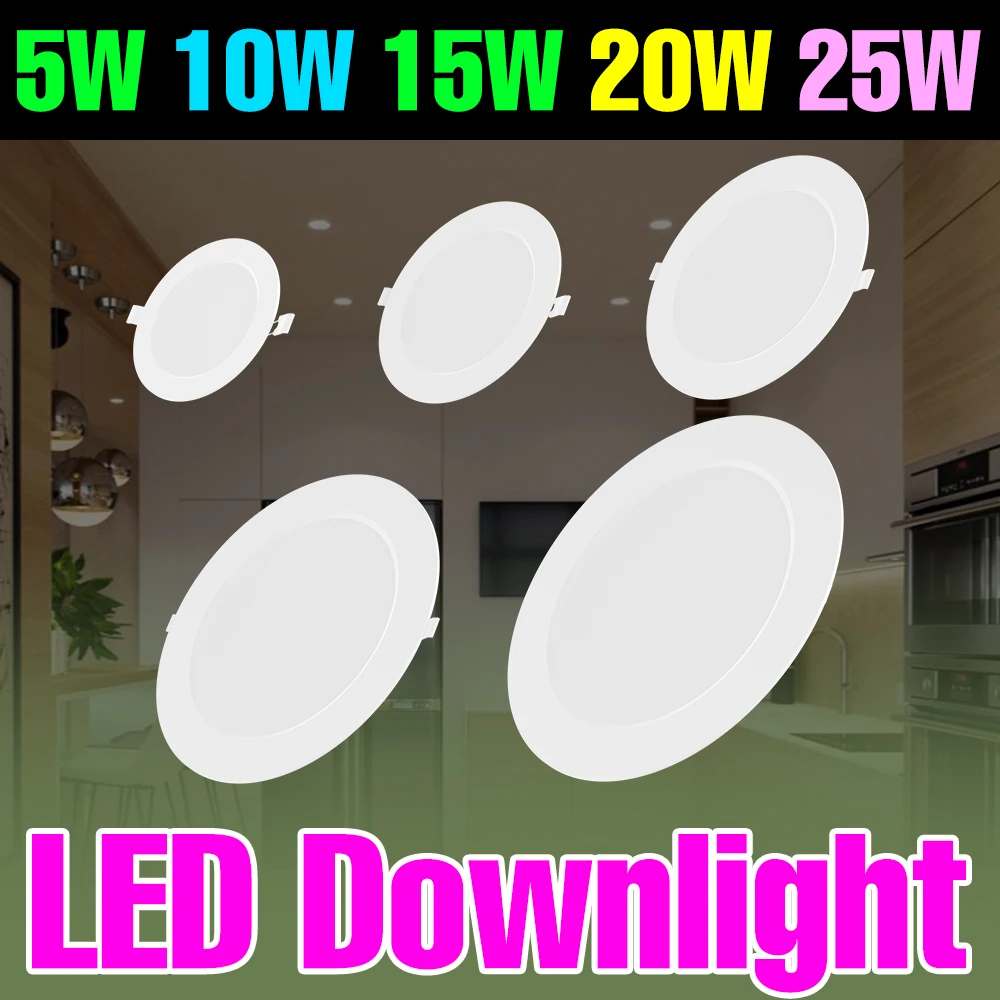 Lampu Downlight LED 25W 220V Lampu Langit-langit Bulat Tersembunyi Lampu Sorot Dalam Ruangan untuk Rumah Ruang Tamu Kamar Tidur Dekorasi Pencahayaan Lembut Putih Dingin