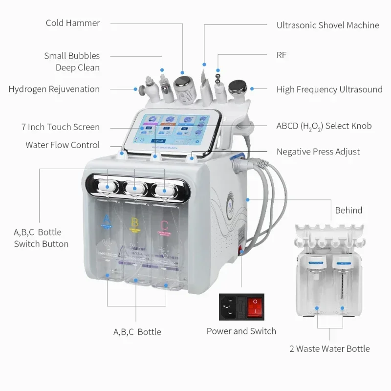 7 in 1 Hydra Dermabrasion H2O2 Machine Skin Care Microdermabrasion Machine Hair Removal Care Instrument