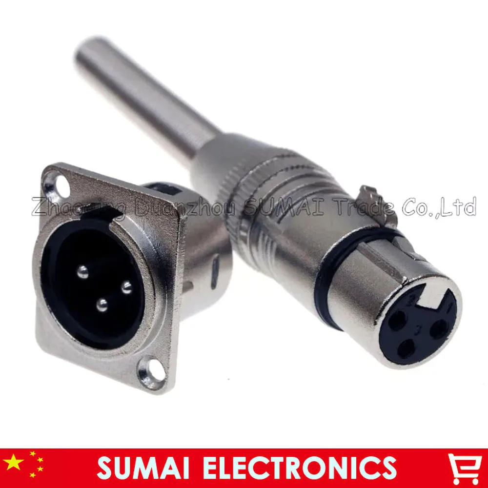 Silvery Audio MIC connector XLR 3 Pin female and male mount type socket,plug with a long spring