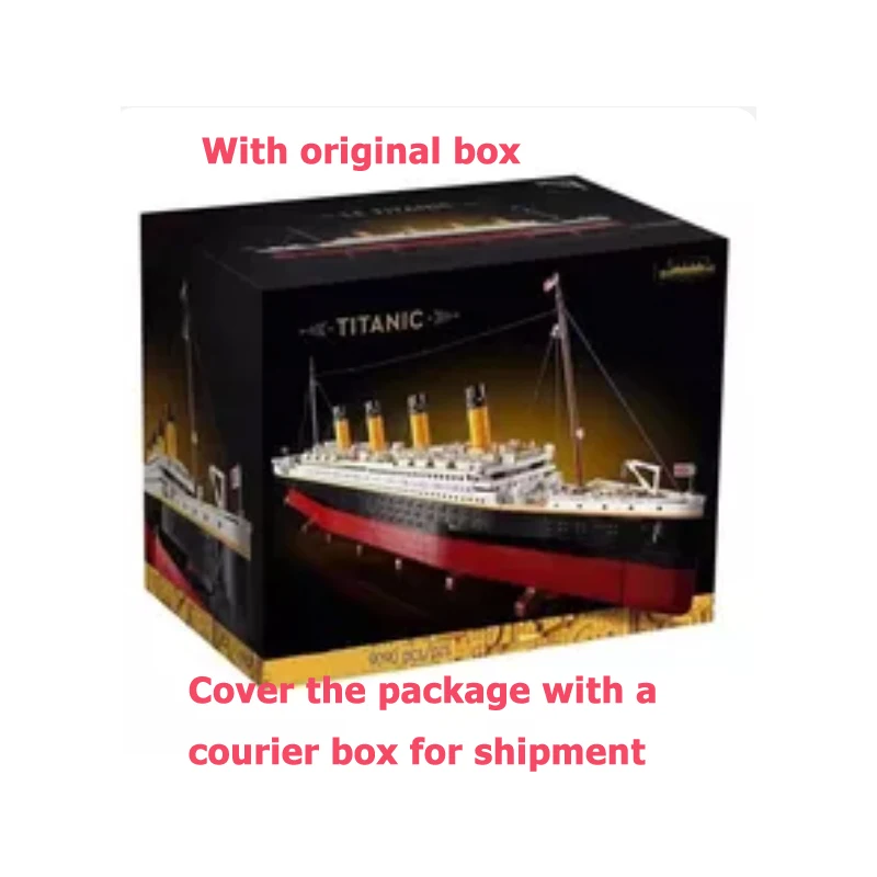 With Original Box Movie-Series Titanic large Cruise Boat 9090Pcs Ship Compatible With 10294 Building Block Bricks Toy Gifts