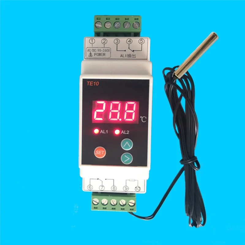 

Термостат T98C-Din Rail с -40-110 ℃ Удобный 2-сторонний выходной контроллер сигнализации температуры, выход 7A/250VAC
