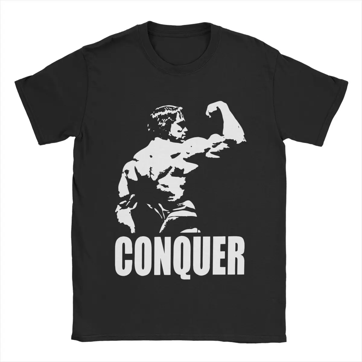 Men's T-Shirt Conquer Arnold Schwarzenegger Novelty Pure Cotton Tees Short Sleeve T Shirts Round Neck Clothing Gift Idea