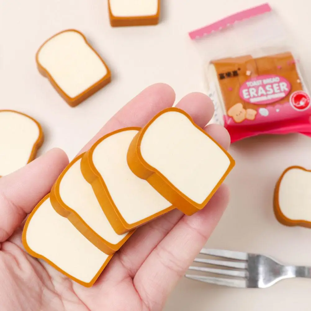 16 Pcs Lifelike Toast Bread Shaped Eraser Decoration Portable Food Erasers Adorable Kitchen Party