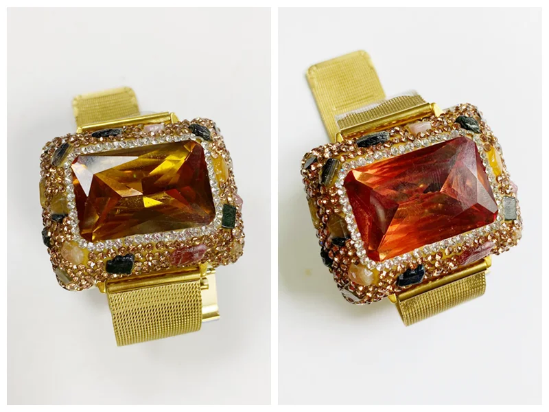 Farbwechsel Sultanit Kristall Armreif Ringe Sets Edelstahl Uhr Gürtel Frau Kette Armband Zultanit Sudan Schmuck – Detail 2