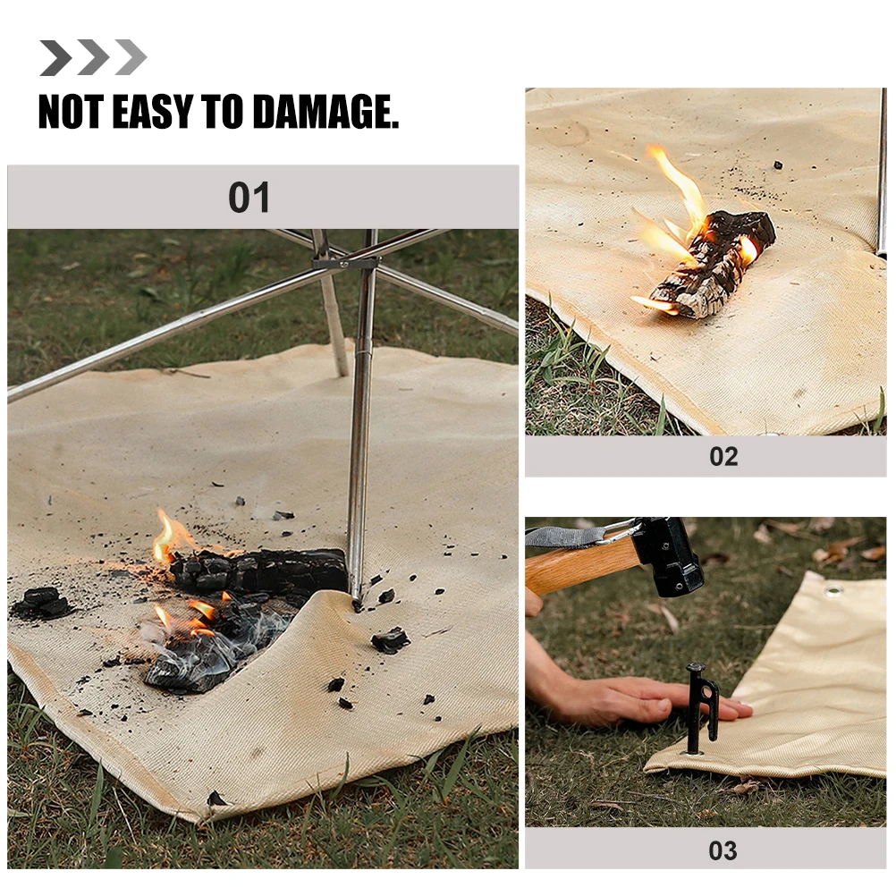 

Camping Fireproof Blanket Outdoor Fire Resistant Mat Fiberglass Welding Blanket Portable Emergency Survival Insulated Thermal