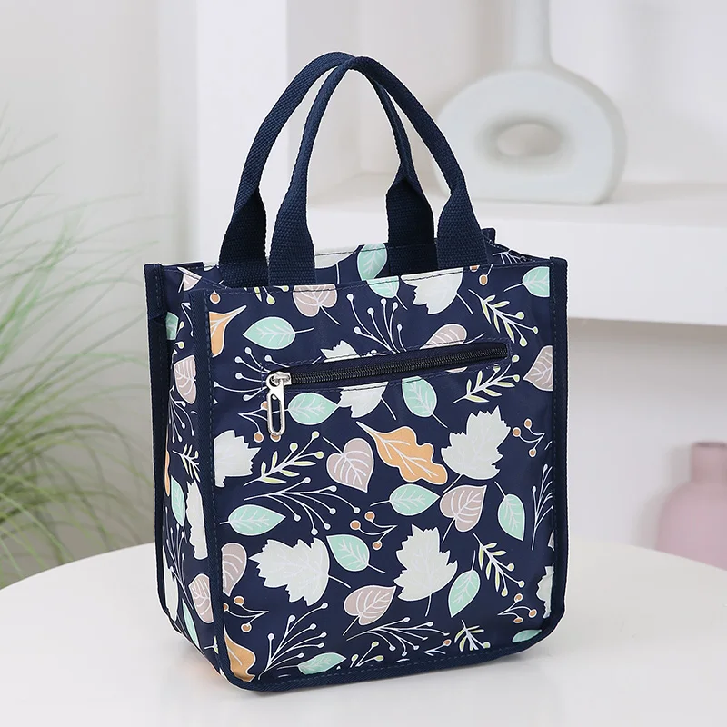 New chunky nylon printed fabric handbag, portable lunch box bag for work, daily storage bag for mommy