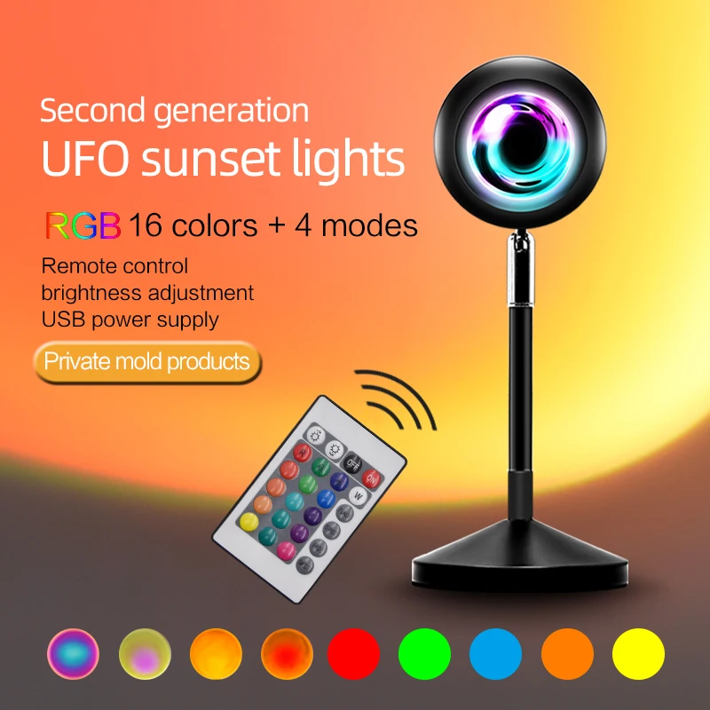 USB Led sunset projection lamp night light home bedroom wall decoration colorful lamp lamp projector can change color freely