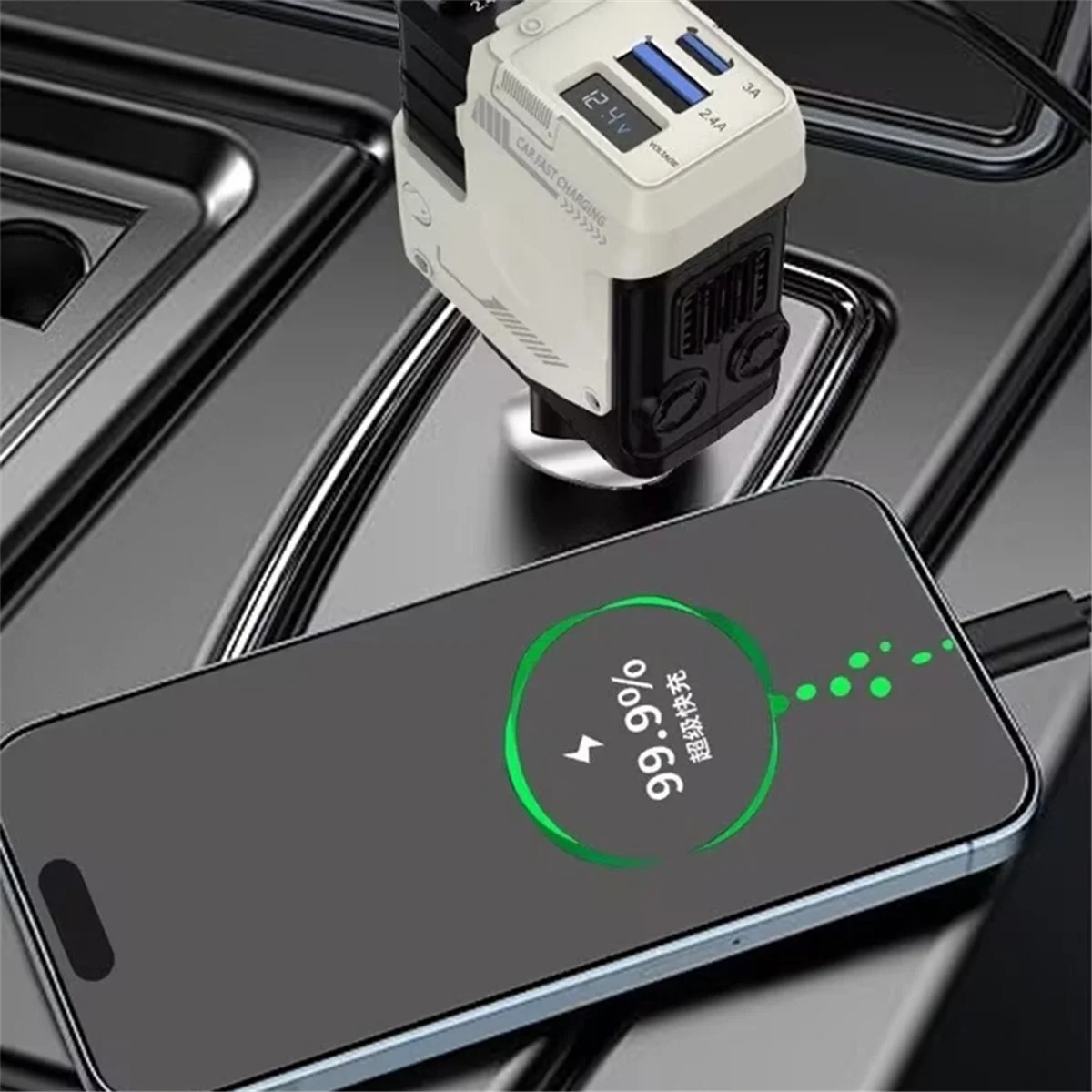 

TR-g4 in 1 Retractable Car Fast Charger USB Type C Cable for IPhone Huawei Samsung Cord Cigarette Lighter Adapter D QC3.0