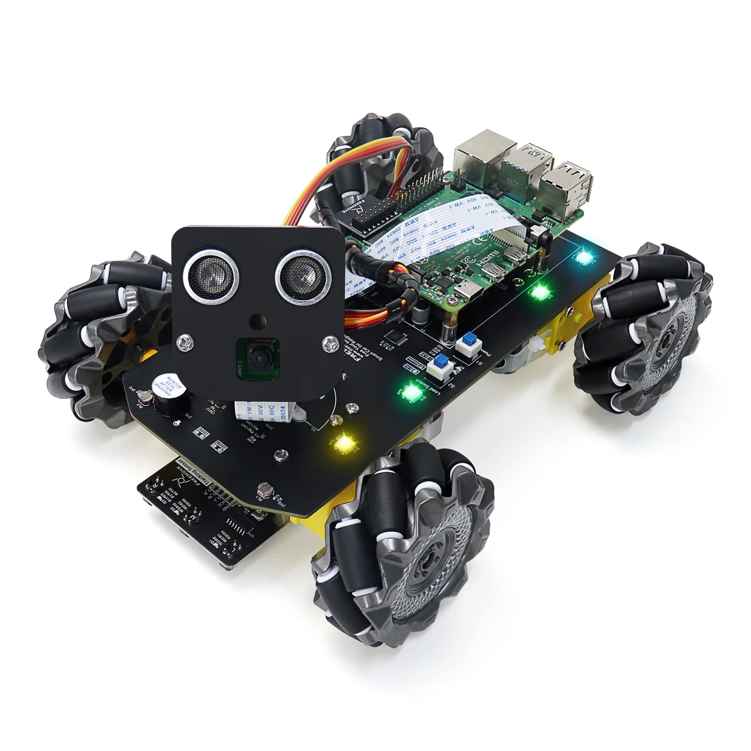 Freenove Mecanum Wheel Car Kit for Raspberry Pi 5 4 B 3 B+ Zero 2 W, Face Tracking, Line Tracking, Light Tracing, Ultrasonic