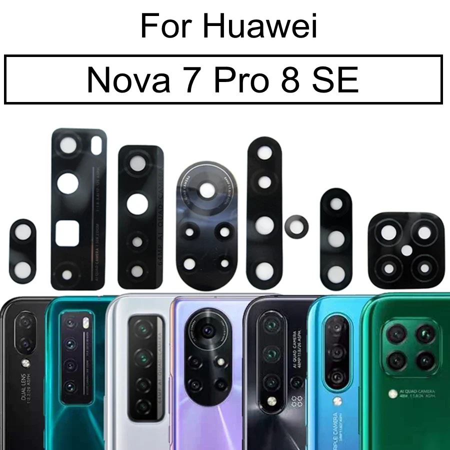 

Новый стеклянный объектив задней камеры для Huawei Nova 5i 7 8 7SE 7 Pro 8Pro 8SE Замена стекла задней основной камеры