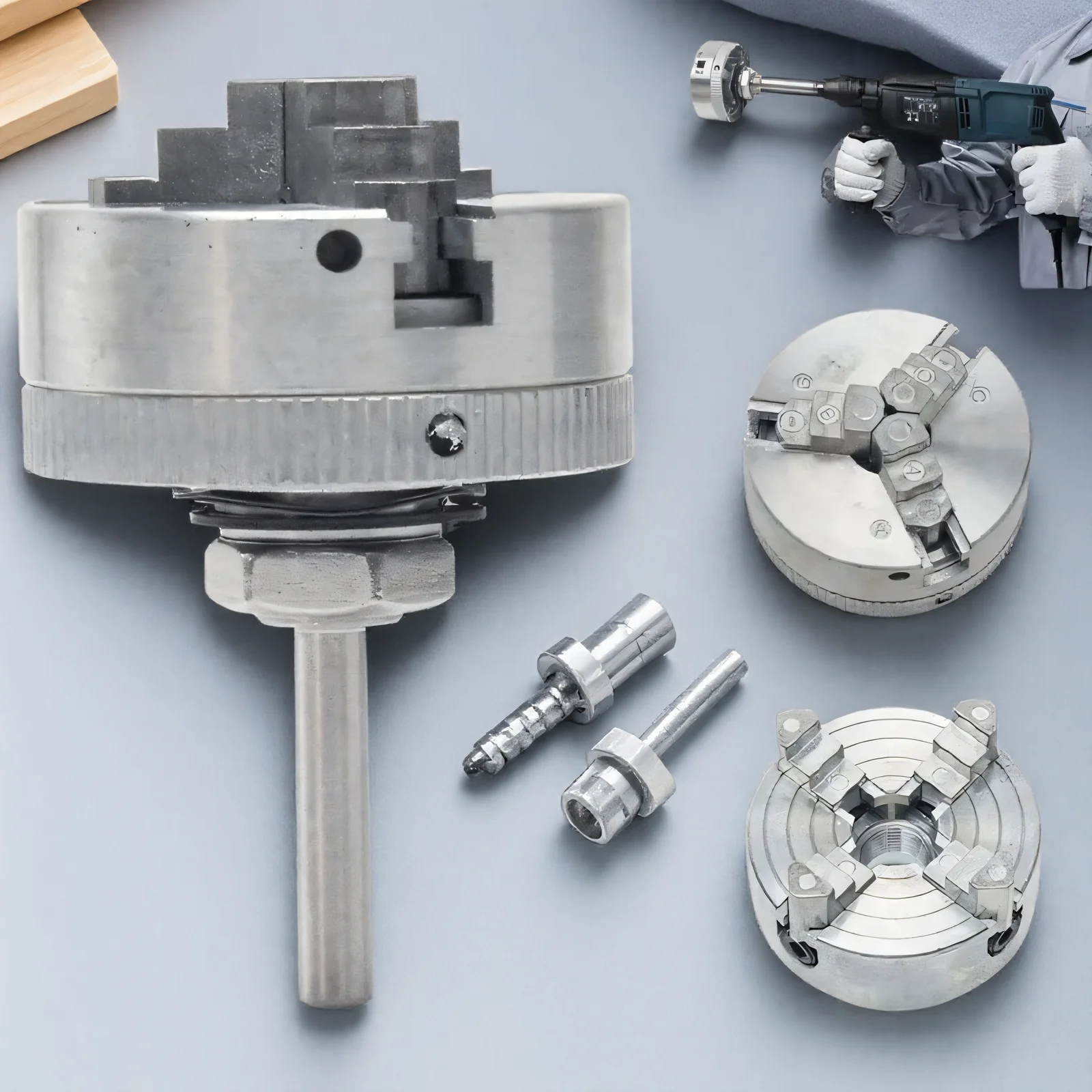 

Сверхмощный самоцентрирующийся сверлильный патрон (3/4 челюсти) для электротокарных станков со соединением M12 x 1 мм для электросверления и токарного станка.