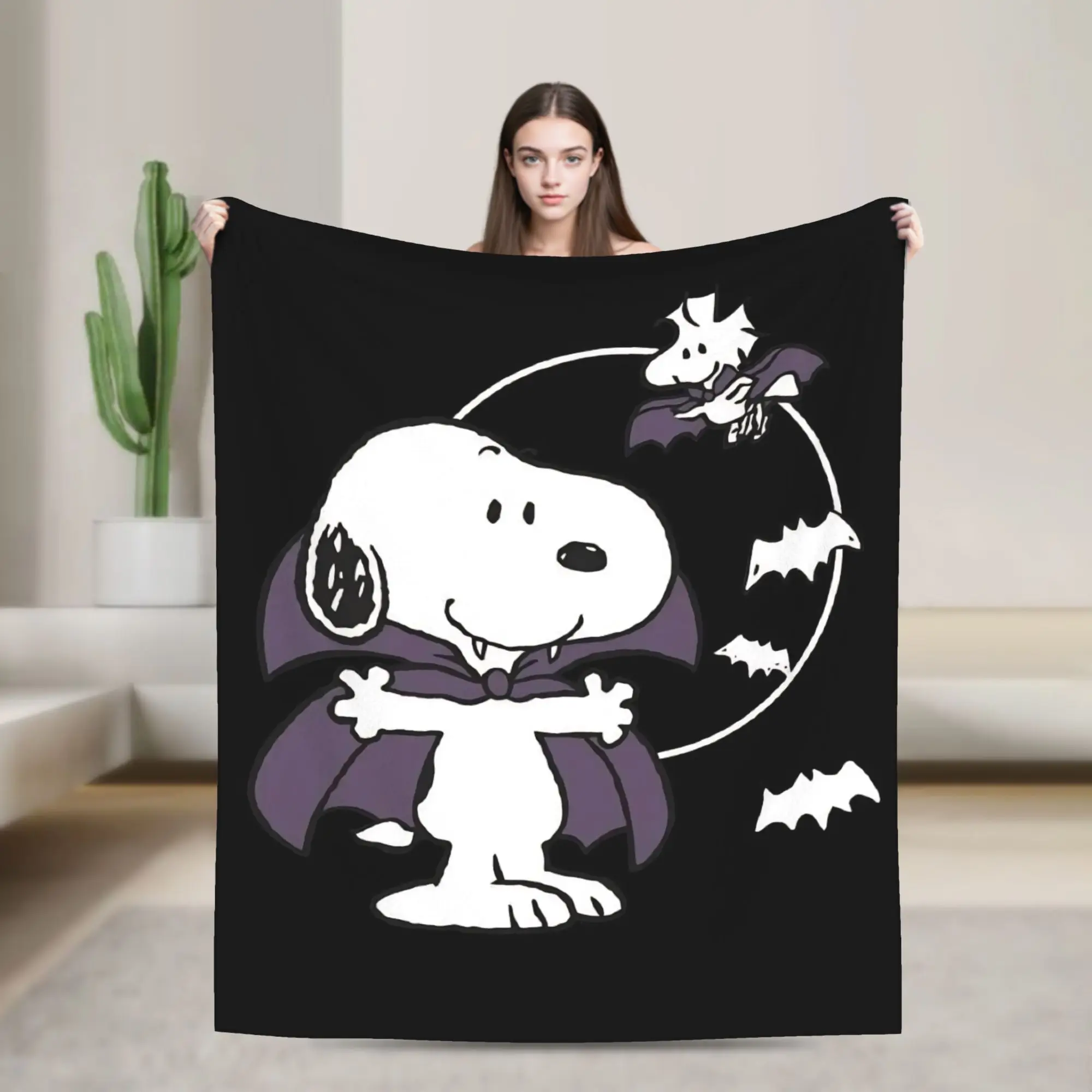 Halloween Snoopys Blanket Velvet Pumpkin Bat Lightweight Throw Blanket for Bedding Couch Bedroom Quilt
