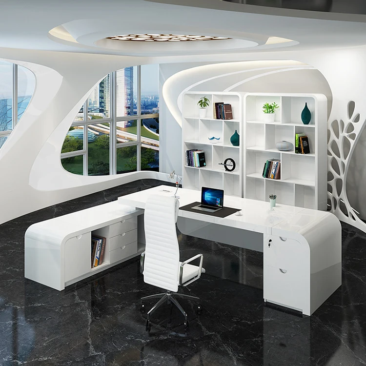 Simple Modern White Paint Executive Desk Boss Desk Office Furniture Light Luxury President Manager Boss Table