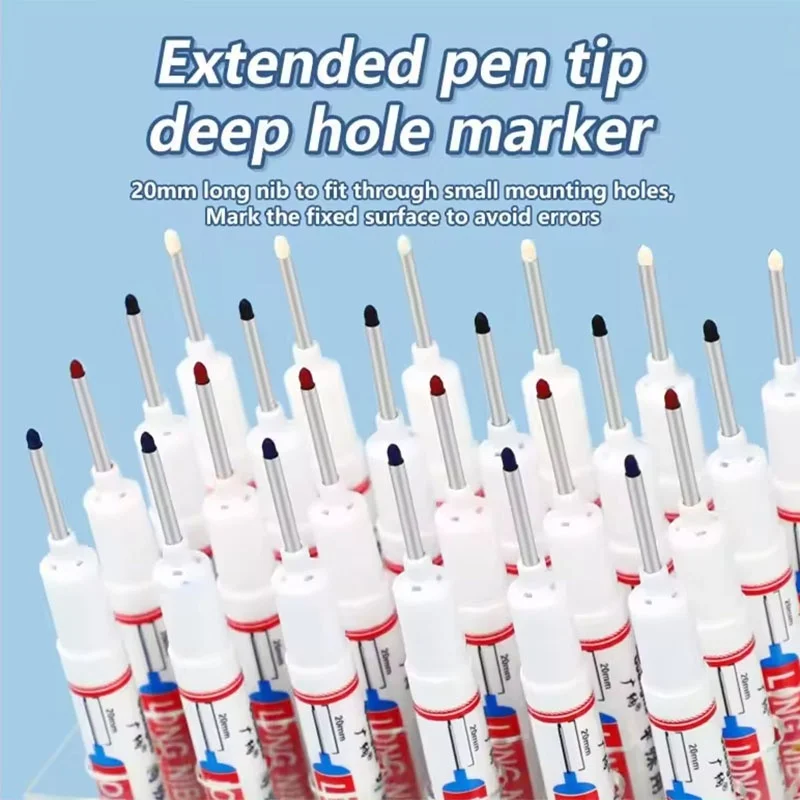 Markers Pen 20mm Multi-Purpose Deep Hole Long Nib Head Marker For Metal Perforating Pen Waterproof Bathroom Woodworking Tools