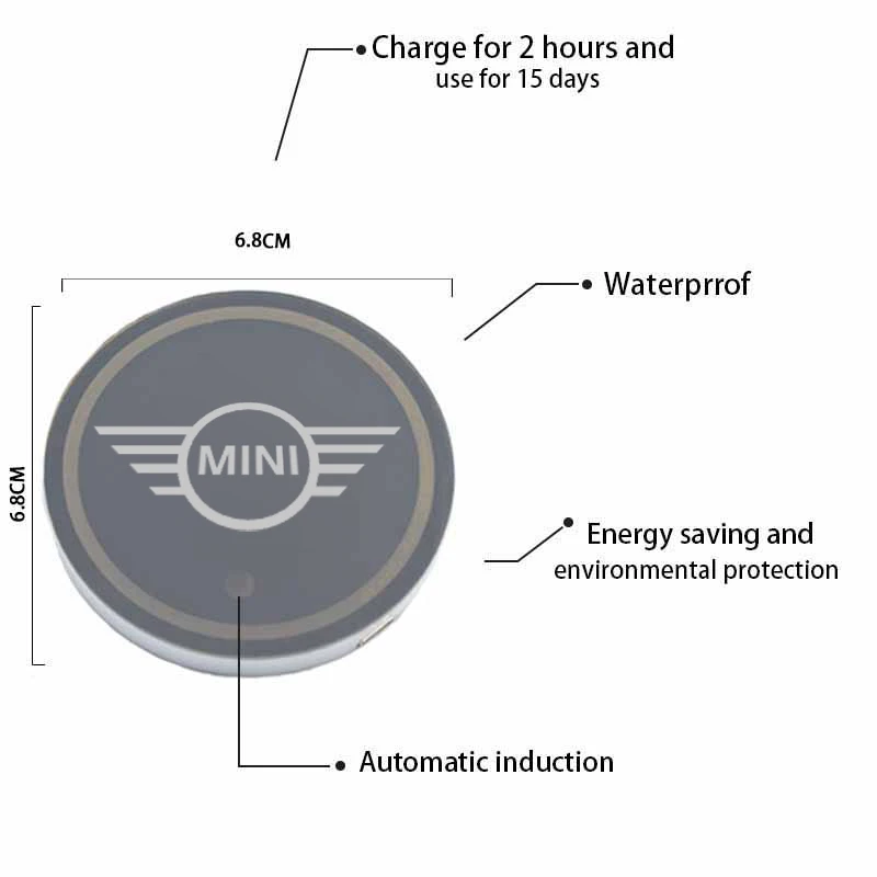 Samochodowa kolorowa podkładka pod kubek LED do BMW Mini F54 F55 F56 F60 R60 Clubman Countryman Auto Akcesoria