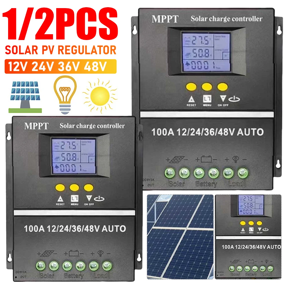 

100A MPPT Solar Charge Controller Intelligent Regulator Dual USB Solar Panel Regulator 12V 24V 36V 48V for Solar Panel