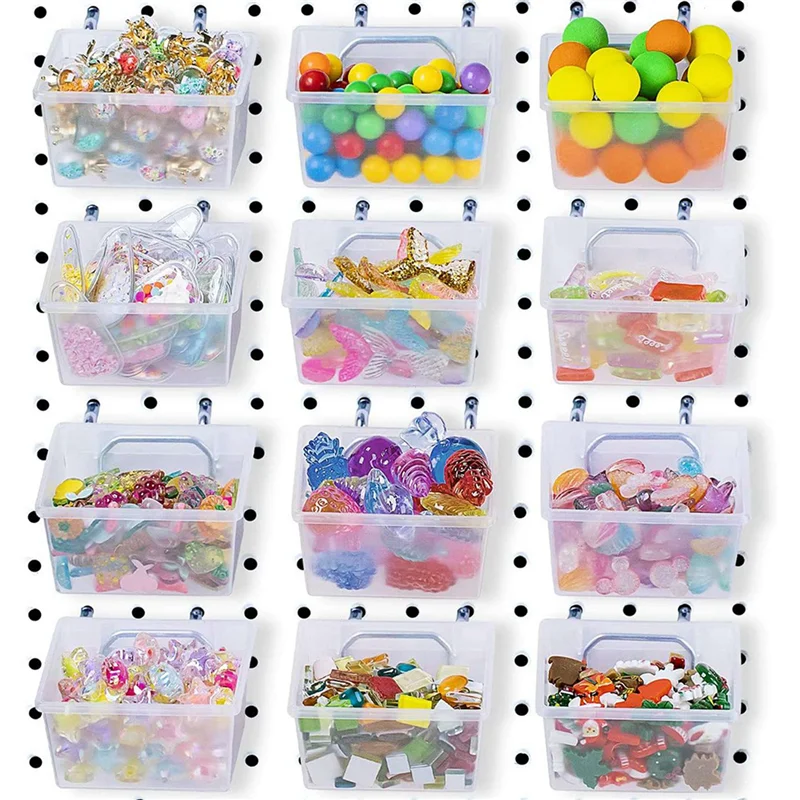 

Premium-24 Pieces Pegboard Plastic Bins Kit - Pegboard Bins With Hooks - Pegboard Accessories Workbench Bins Fits To Peg Board