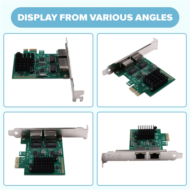 Pcie 10/100/1000Mbps Lan PCI-E X1 بطاقة الشبكة 2X RJ45 Port 1G NIC PCI-E جيجابت إيثرنت Server محول خادم RTL8111G #2