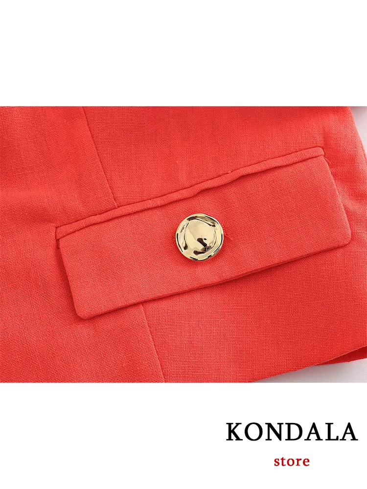 KONDALA Office Lady Chic Red Women Suits V Neck Short Sleeve Blazer+High Waist Ruffles Mini Skirts Fashion 2023 Summer Mujer Set