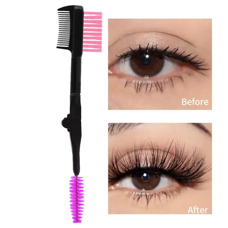 Eyelash Comb Eyebrow Brush Foldable Dual-Head Design for Precision Eye Makeup Reusable Mascara Applicator Makeup Tool Makeup