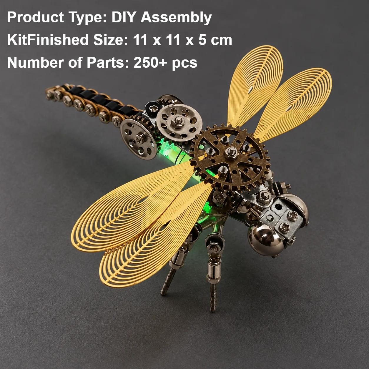 3D Metal Puzzle DIY Dragonfly Model Kit Steampunk Mechanical Insect Metal Assembly Building Kit Desk Decor Gift for Adults
