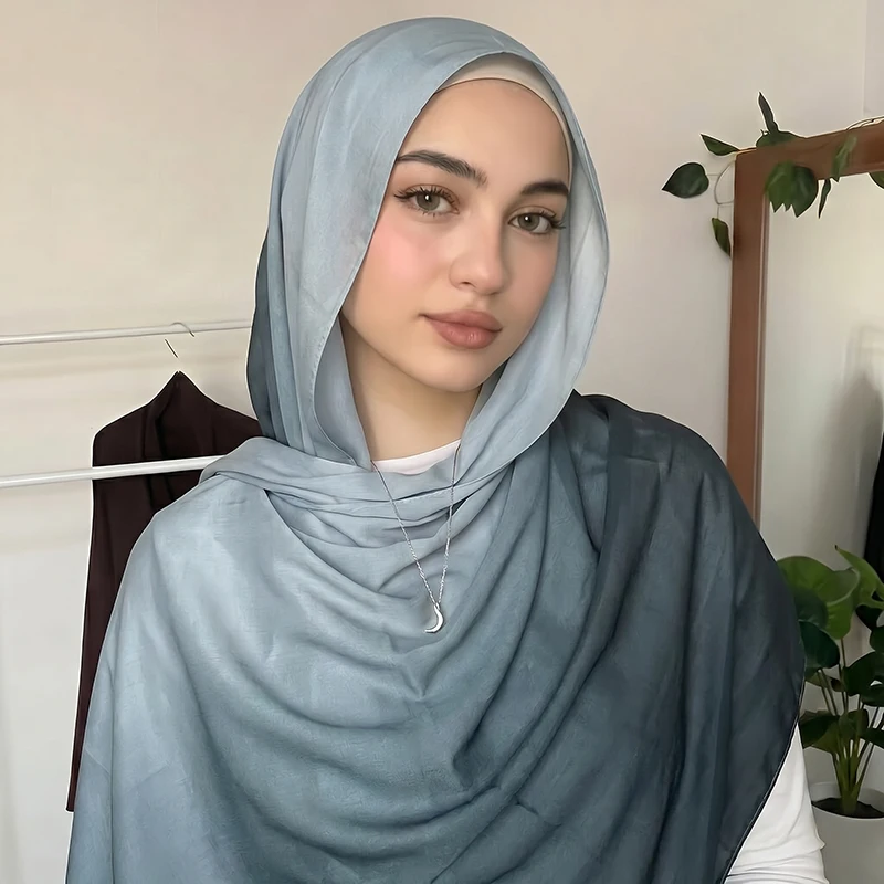Fashion Muslim Hijab Ombre Scarf Soft Comfortable Headscarf Breathable Bandana Shawl for Women Ramadan Daily Wear Festival Gift view 6