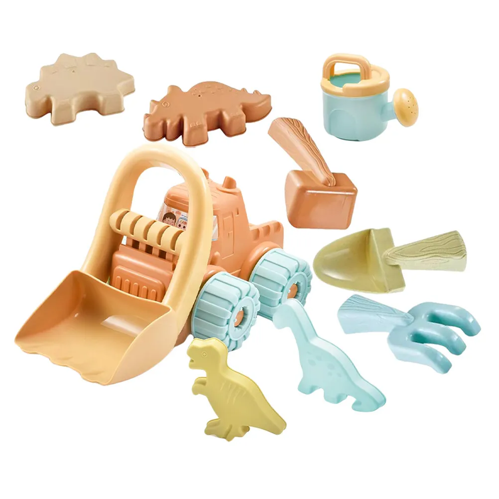 9Pcs Dinosaur Sand Molds Kids Beach Set Shovel Rake Digger Watering Can Outdoor Sand Play Accessories Beach Toy for Kids