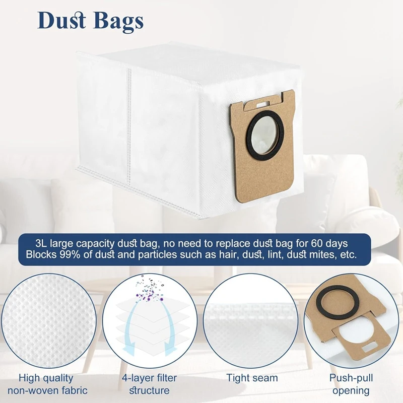 17 peças para dreame bot l10s ultra/l10 ultra/l10 prime robô aspirador de pó acessório principal escova lateral filtro esfregão