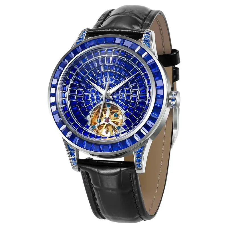 นาฬิกาข้อมือผู้ชาย Haemmer Design ดีไซน์หรูหรา ประดับเพชร ระดับท็อป เหมาะสำหรับธุรกิจและสวมใส่สบายๆ สายหนัง เรืองแสง กันน้ำ ระบบไขลานอัตโนมัติเต็มรูปแบบ