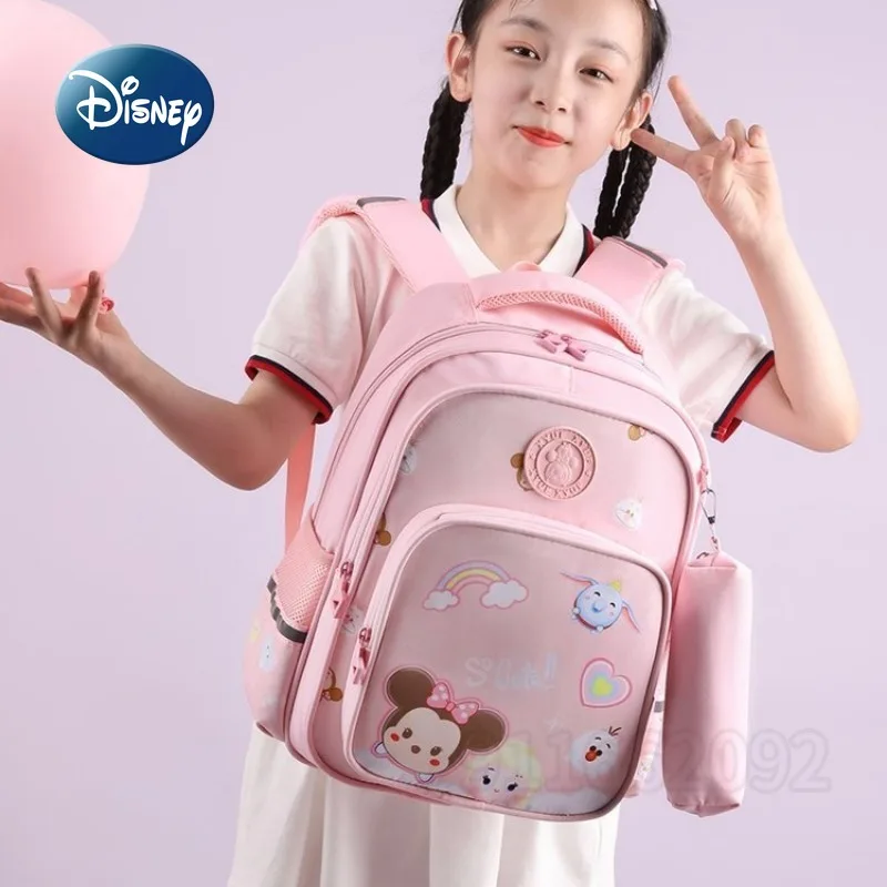 Disney Cartoon Minnie School Bag, mochila feminina, de alta qualidade, grande capacidade, casual, tendência da moda, novo