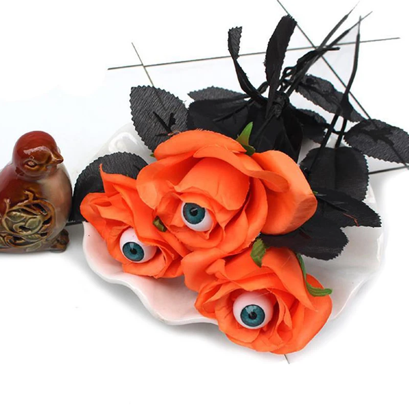 8Styles 36CM Eyeball Artificial Rose Horror Halloween Party Home Garden Decoration Cosplay Prop Wreath Making Accessory