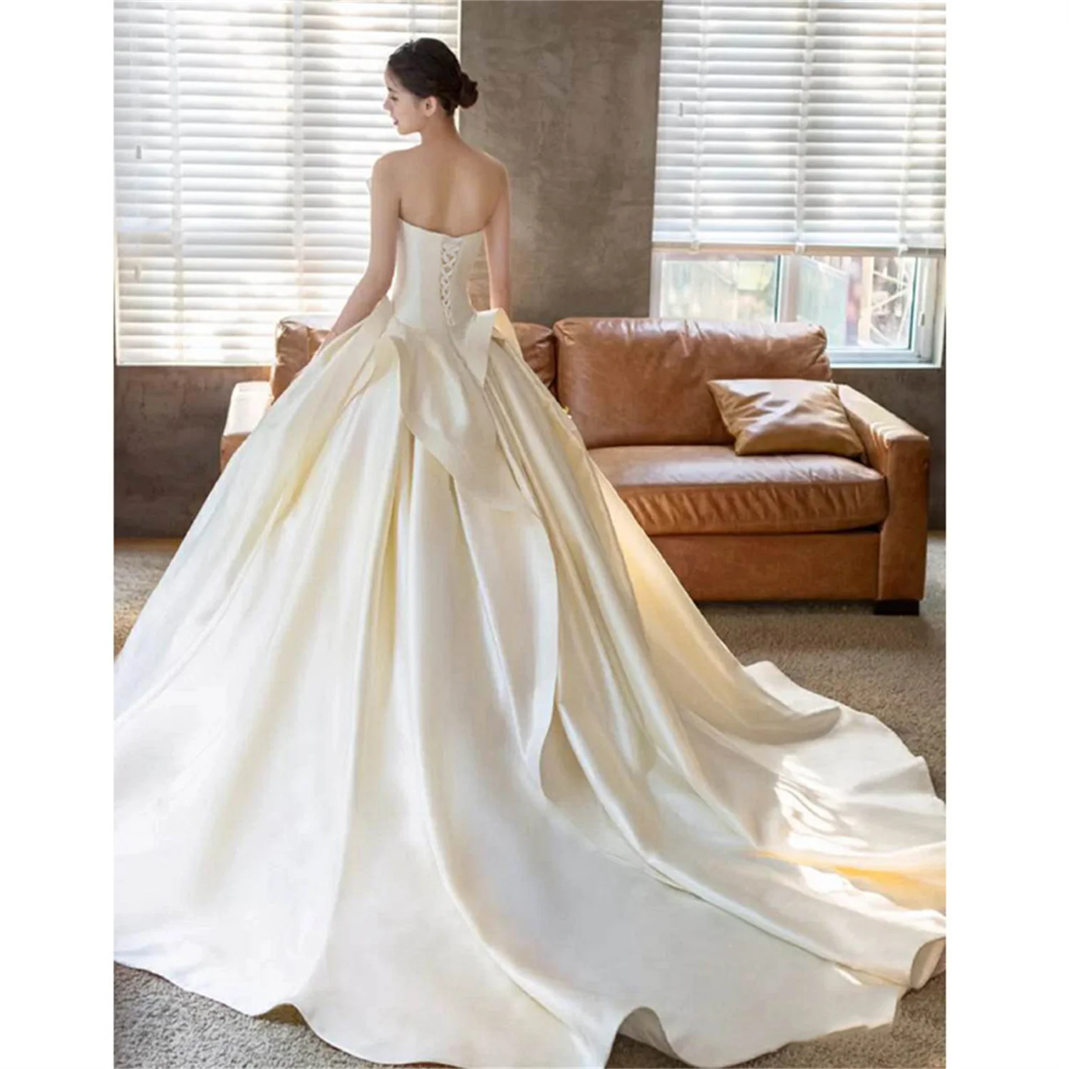 Backless High Sewing Wedding Dresses for Woman Plus Size Tailing Luxury Wedding Dress for Women 2023 Bride Amanda Novias Brides