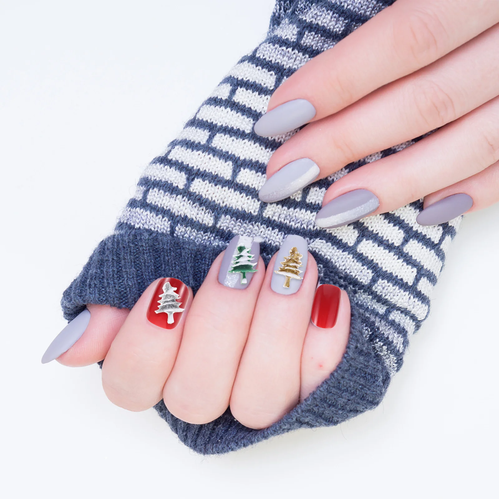 

18pcs 6 Boxes Christmas Nail Art Charms 3D Resin Xmas Tree Embellishments Holiday Manicure Decor For Gel Acrylic Press On Nails