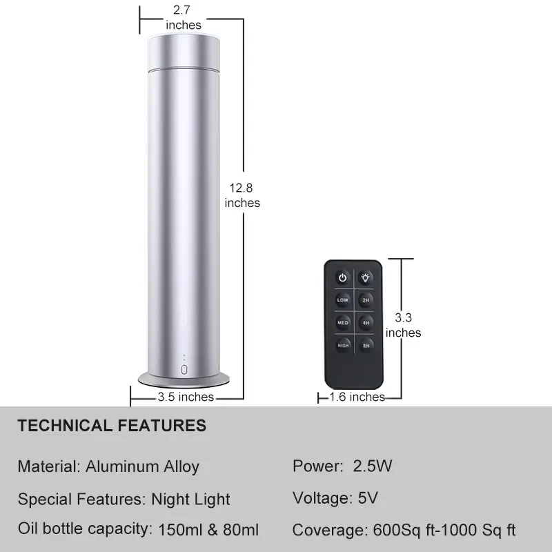 Mid-range residential aromatherapy system 150ml anhydrous 5-color night light aluminum aromatherapy machine