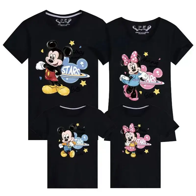 Summer Family Matching Outfit Cartoon Mickey Minnie T-Shirt Mother Father Kid Son Daughter Baby Children Pajama Tops Tee Clothes