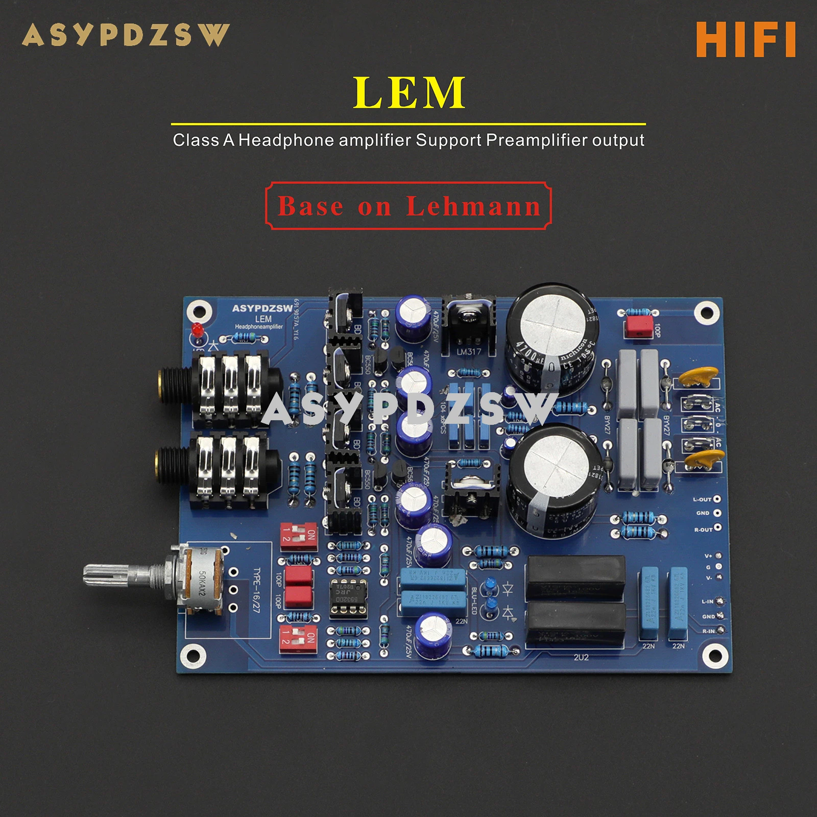 

HIFI Base on Lehmann Class A Headphone amplifier LEM Preamplifier DIY Kit/Finished board