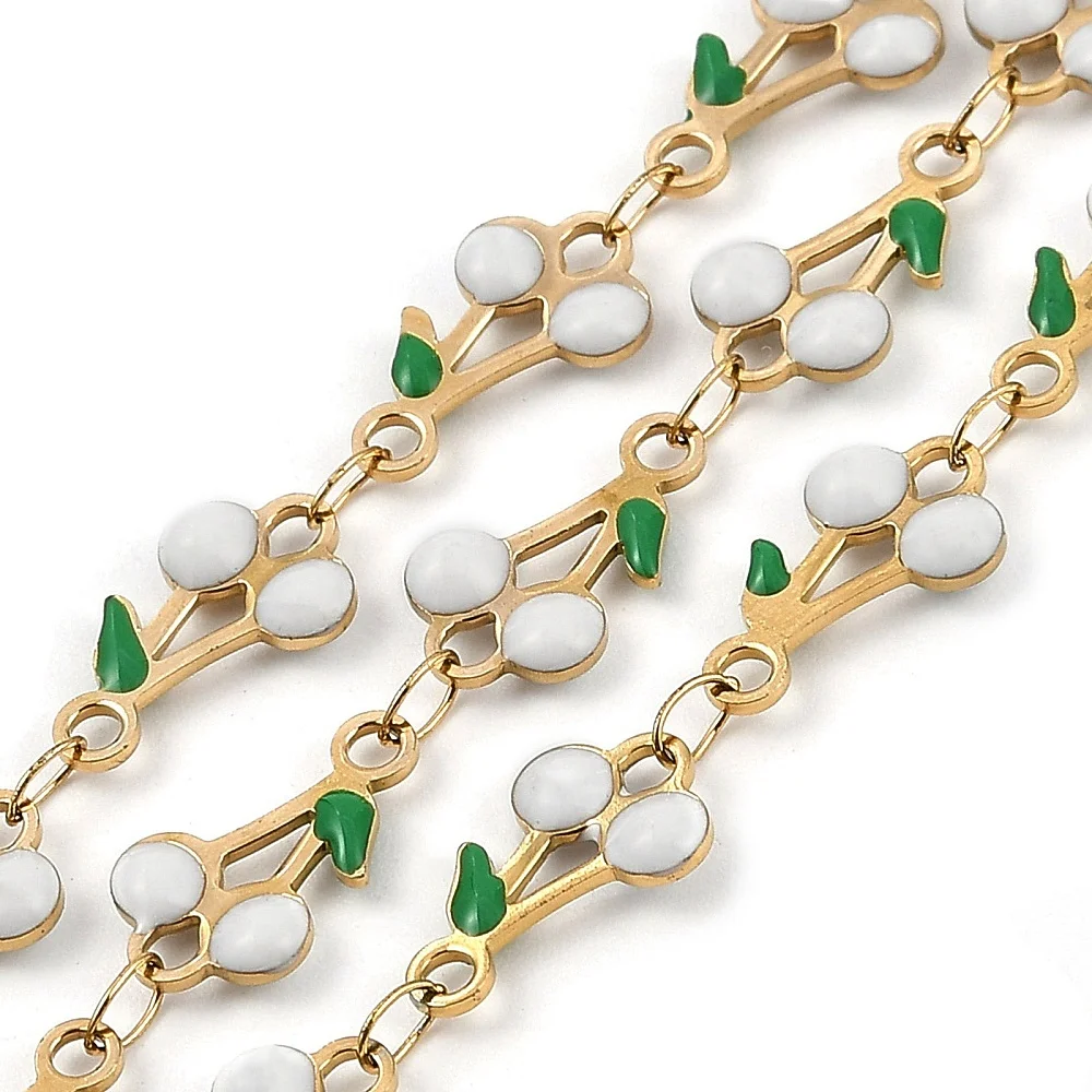 PandaHall 5m/Rolle IP 304 Edelstahl Emaille Kirschblüten-Charm-Kette, gelötet mit Spule für Halsketten- und Armbandherstellung – Detail 15