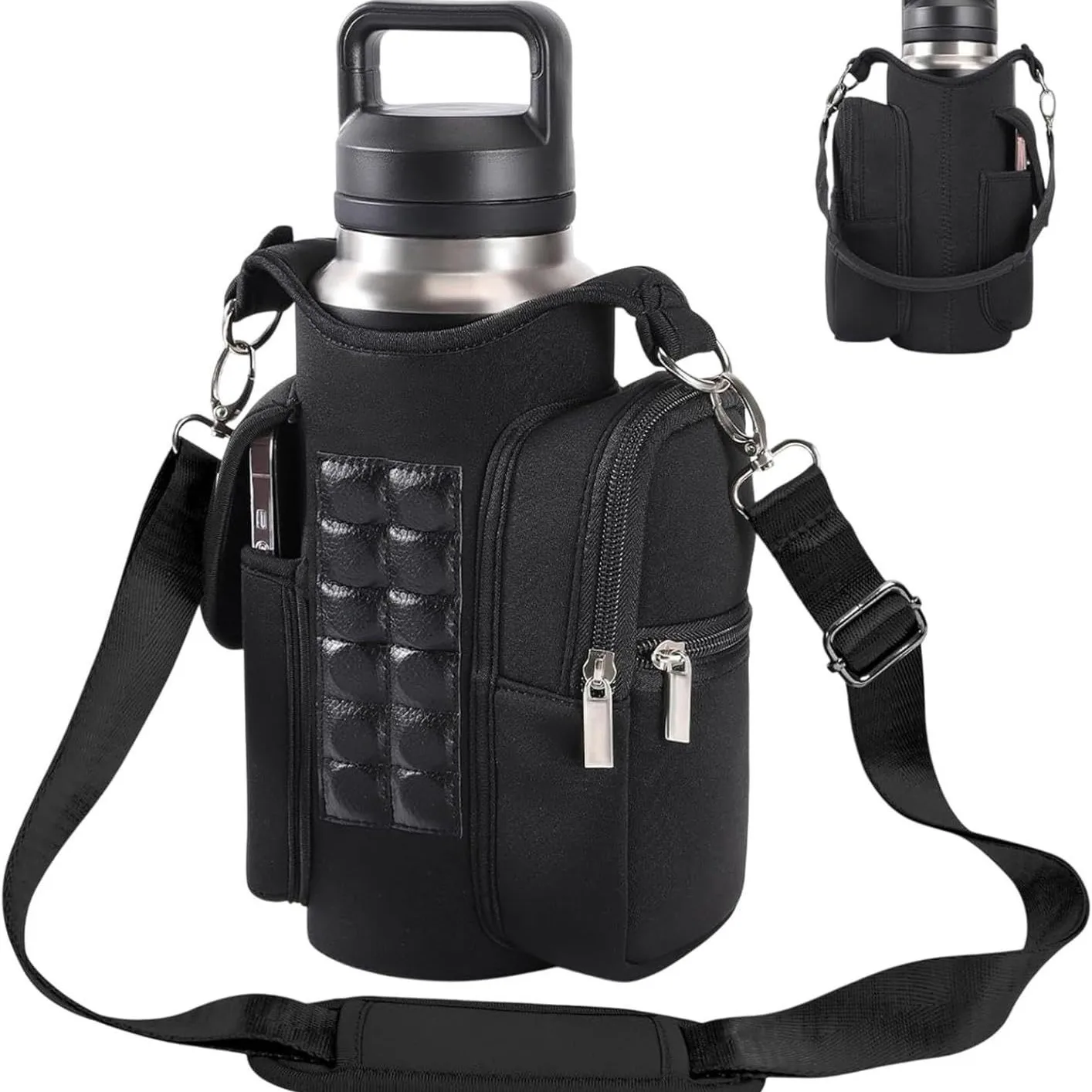 

Magnetic Gym Bag Water Bottle Carrier Holder with Phone Pockets & Shoulder Strap,Gym Magnetic Bag 10 Built-in Magnets