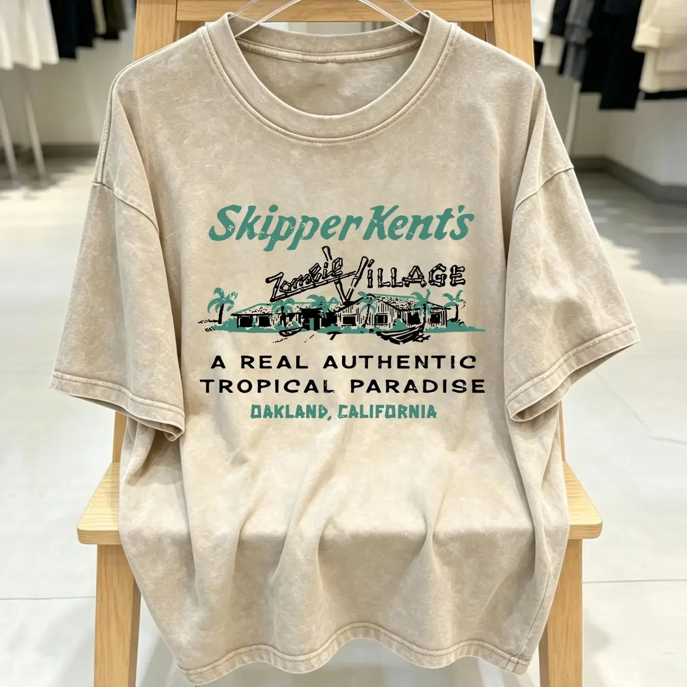 washed T Shirt Retro Tiki tee Bar Restaurant Mug Rum Polynesian Skipper Kent Oakland CA vintage Washed fashion